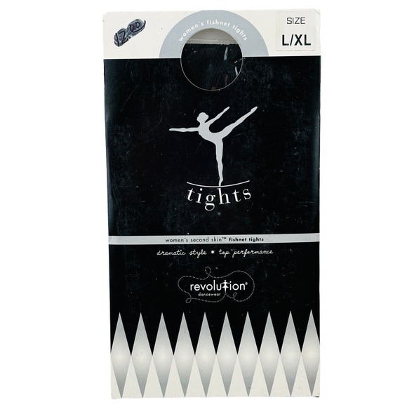 Revolution DanceWear Women's L/XL Fishnet Tights Black Second‎ Skin Style 1081 - Picture 1 of 5